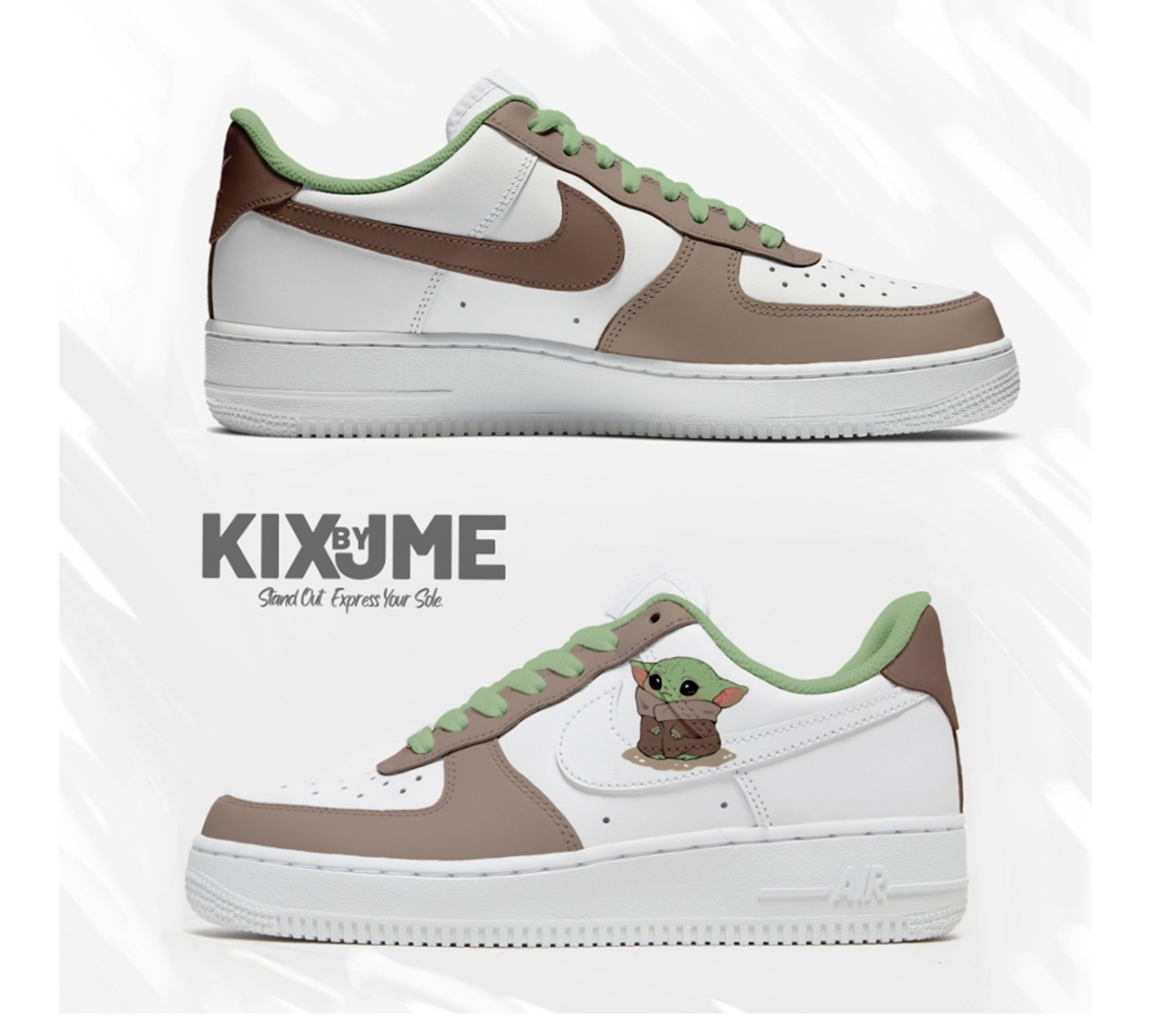 Deskundige duidelijk enz Baby Yoda Air Force 1 Custom | KIXbyJME: Sneaker Services | Customs,  Cleaning & Restorations